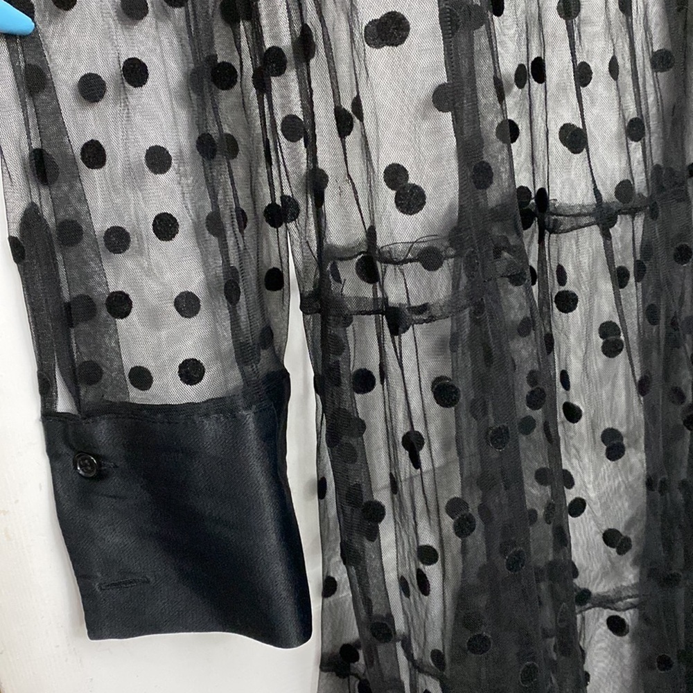 Zara Sheer Dot Midi Collared Long Sleeve - Picture 15 of 16